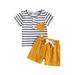 Huakaishijie Toddler Baby Boys 2pcs Summer Clothes Sets Short Sleeve Striped T-shirt Tops Shorts Tracksuits