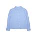 Long Sleeve Button Down Shirt: Blue Tops - Kids Girl's Size 2X-large
