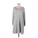 AB Studio Casual Dress Scoop Neck Long sleeves: Gray Marled Dresses - Women's Size Medium