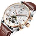 DEHIWI Mens Luxury Automatic Mechanical Watch,Waterproof Tourbillon Decoration, Small Three-Pin, Moon Phase Display,Business Dress Wrist Watch,White