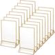 16 Pieces Gold Rimmed Clear Acrylic Table Sign Holders, Double Sided Frame with Gold Border and Vertical Stand for Wedding Table Number, Restaurant Sign, Photo Display, Menu Holder (4 x 6 Inch)