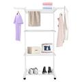Bigzzia Clothes Drying Rack Folding Clothes Rail 3 Tier Clothes Horses Rack Stainless Steel Laundry Garment Dryer Stand with Two Side Wings