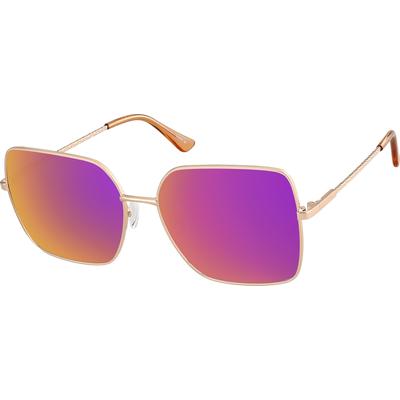 Zenni Women's Square Rx Sunglasses Rose Gold Stainless Steel Full Rim Frame