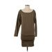 Lovers + Friends Casual Dress - Mini Boatneck Long sleeves: Green Print Dresses - Women's Size 2X-Small