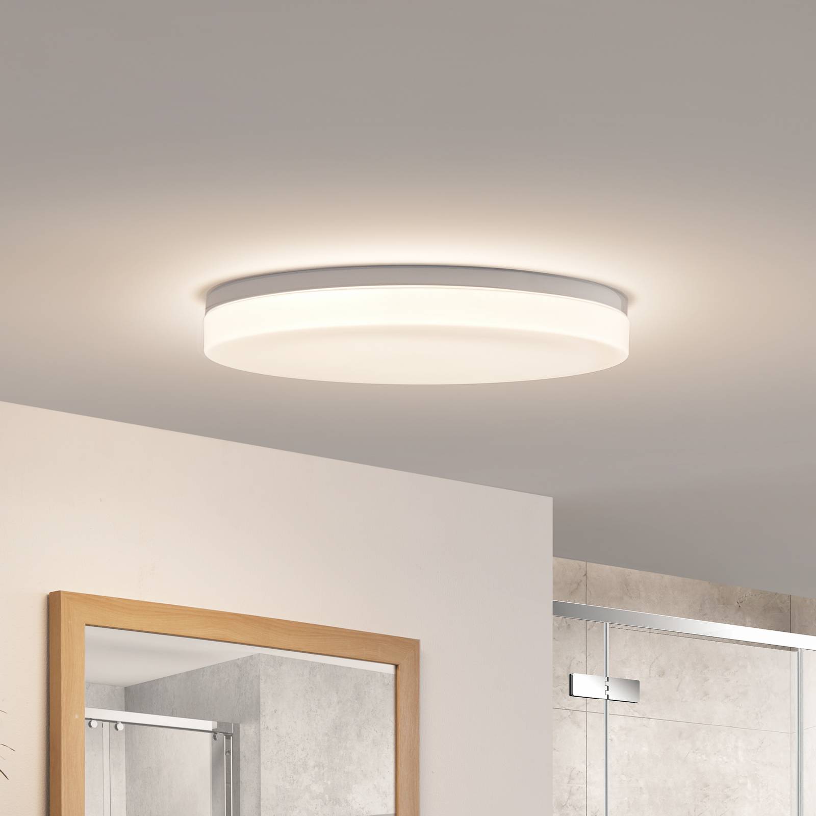 LED Deckenlampe Wynion PRIOS, dimmbar, weiß / opal, für Badezimmer, Kunststoff, Modern, LED Deckenleuchte