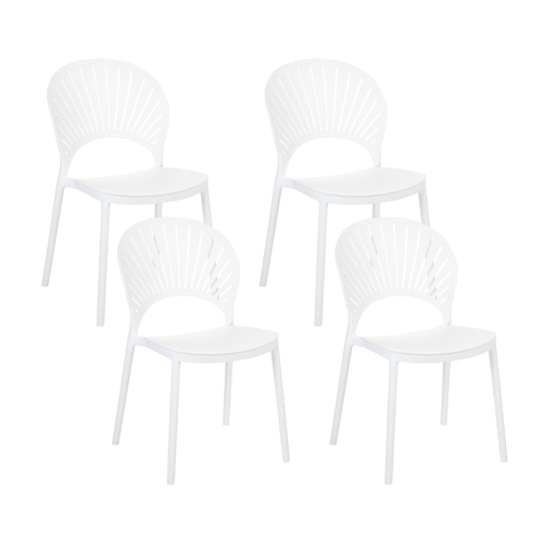 Esszimmerstühle 4er Set Weiß aus Kunststoff für Innen- und Außenbereich Geeignet Moderner Stil Plastik Gartenstühle Hellblau Garten Esszimmer