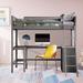 Twin Size Loft Bed with Storage Shelves and Desk,Multifunctional Wooden Twin Loft Bed Frame with Ladder for Kids and Adults