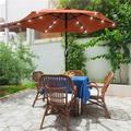 SANLUCE 7.5 ft. Solar Lighted LED Patio Market Crank and Tilt Umbrellas Table Umbrellas UV-Resistant Canopy in Orange