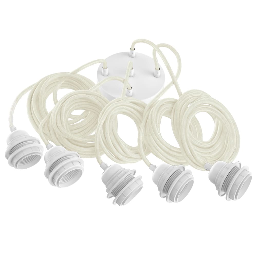 Suspension corde 5 cordons tissés lin français blanc 3.5m