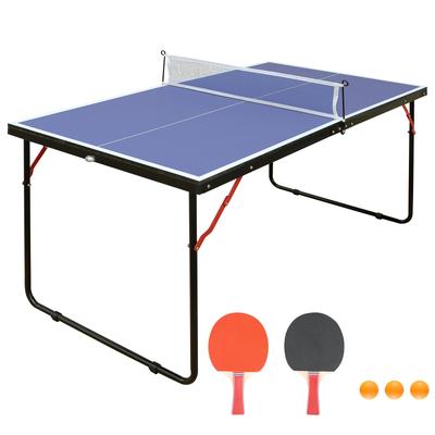 Tennis Table Portable Ping Pong Table Set with Net & 2 Paddles - 53.94"L x 29.92"W x 26.38"H