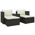 vidaXL Patio Furniture Set 5 Piece Patio Sectional Sofa with Table Poly Rattan