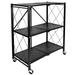 3-Tier Storage Shelf Heavy Duty Foldable Metal Rack Storage Shelves with Wheels Moving Easily Organizer Shelves for Garage Kitchen Living Room Bedroom 750 lbs Wight Capacity Black