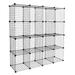 Gzxs Wire Cube Storage Organizer 16-Cube Metal Storage Shelves Bookshelf Stackable Modular Closet Organizer for Bedroom Living Room Office Storage Shelves Black