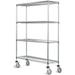 24 Deep x 24 Wide x 92 High 4 Tier Gray Wire Shelf Truck with 1200 lb Capacity