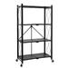 HealSmart 4-Tier Heavy Duty Foldable Metal Rack Storage Shelving Unit with Wheels Moving Easily Organizer Shelves Great for Garage Kitchen Holds up to 1000 lbs Capacity Black