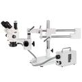 AmScope 7X-45X Simul-Focal Stereo Zoom Microscope on Dual Arm Boom Stand + 30W LED Ring Illuminator New