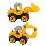 2PCS Assemble Engineering Truck Toy Simulated Dismounting Engineering Van Toy Mini Assemble Construction Truck Toy DIY Assembly Engineering Truck Toy for Kids Playing Yellow Digging Car Style Style