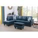 Multi Color Sectional - Ebern Designs Swarey 97" Wide Faux Leather Sofa & Chaise w/ Ottoman Faux Leather | 33.5 H x 97 W x 66.5 D in | Wayfair
