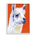 Stupell Industries Modern Llama Red Background Framed On Wood by Victoria Borges Painting Wood in Brown/Red/White | 14 H x 11 W x 1.5 D in | Wayfair