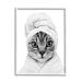 Stupell Industries Funny Cat In Bathrobe Portrait On Wood by Annalisa Latella Graphic Art Wood in Brown/Gray | 24 H x 30 W x 1.5 D in | Wayfair