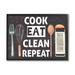 Stupell Industries Cook Eat Clean Repeat Phrase On Wood by ND Art Graphic Art Wood in Brown/Gray | 14 H x 11 W x 1.5 D in | Wayfair aw-380_fr_11x14