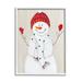 Stupell Industries Seasonal Snowman Smiling Red Hat Framed On Wood by Janet Tava Painting Wood in Brown/Red | 20 H x 16 W x 1.5 D in | Wayfair