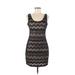 Soprano Casual Dress - Sheath Scoop Neck Sleeveless: Black Chevron/Herringbone Dresses - Women's Size Medium