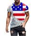 REORIAFEE 4th of July T-Shirts for Men Summer Independence Day Flag Fashion Casual American Flag Shirts for Men Print Sport Shirt Round Neck Short Sleeve White XXXXL