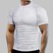 hanxiulin men summer breathable high elasticity sports tight short sleeve quick dry fitness top