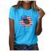 REORIAFEE Womens American Flag Shirt Patriotic T-Shirt USA Flag Tee 4th of July Tees Vintage Shirt Summer Tops Print Loose T-Shirt Crewneck Short Sleeve Blue M