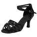 XIAQUJ Sandals for Womens Lace up Latin Dance High Heels Shoes Rhinestone Heeled Ballroom Salsa Tango Party Sequin Dance Shoes Sandals for Women Black 9(42)