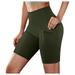 QUYUON Biker Shorts with Pockets Workout Shorts Womens High Waisted Yoga Running Athletic Shorts Volleyball Shorts Spandex Compression Fit Shorts Style S-15 Yoga Shorts Leggings Army Green S