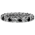 Black and White Diamond 3.4mm Gallery Eternity Band 2.94 to 3.41 Carat tw in 14K White Gold.size 4.0