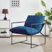 Accent Chair - Ebern Designs Cliatt Modern Metal Framed Sling Upholstered Accent Chair for Living Room - Oversized Polyester in Blue/Navy | Wayfair