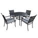 Canora Grey Rhyanne Round 4 - Person 42.1" L Outdoor Dining Set w/ Cushions, Metal in Black | 42.1 W x 42.1 D in | Wayfair