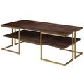 Mercer41 45" Steel Coffee Table w/ Shelf Wood/Metal in Yellow/Brown | 16 H x 45 W x 22 D in | Wayfair 91280EA45DB248E399E62C9B8BA773AF