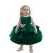 safuny Girls s Party Gown Birthday Dress Clearance Solid Bowknot Vintage Holiday Sleeveless Lovely Comfy Fit Princess Dress Round Neck Tiered Mesh Ruffle Hem Green 0-4Y