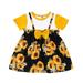 Itsun Toddler Girls Dress Toddler Baby Girls Short Sleeve Sunflower Printed Princess Dress Bowknot Casual Dress Yellow 100