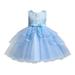 safuny Girls s Party Gown Dress Clearance Floral Gradient Lovely Holiday Sleeveless Bowknot Princess Dress Comfy Fit Round Neck Birthday Princess Ruffle Mesh Hem Vintage Blue 2-10T