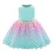 safuny Girls s Party Gown Birthday Dress Clearance Mermaid Beading Vintage Princess Dress Comfy Fit Holiday Pleated Mesh Swing Hem Sleeveless Lovely Round Neck Green 6-24M