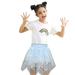 IROINNID Mini Tutu Skirt For Girl Summer Half Body Gauze Skirt Princess Skirt Versatile Embroider Short Skirt Light Blue
