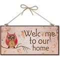Welcome to Our Home Sign Welcome Wood Sign Rustic Farmhouse Home Decor Plaque Hanging Wall Art Wood Board Door Sign for Yard Office Home Kitchen Front Door Patio Porch Decoration