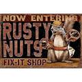 Rusty Nuts Fit It Tin Sign compliments Hot Rod Harley Davidson Garage Decor Vintage Tin Signs Retro Garage Poster Bar Wall Sign Pin Up Garage Sign Garage Decor Metal Signs