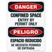 Confined Space Entry By Permit Only Bilingual Sign OSHA Danger Sign (SI-4076) 18x24 Corrugated Plastic