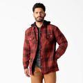 Dickies Men's Water Repellent Flannel Hooded Shirt Jacket - Brick/black Ombre Plaid Size 3Xl (TJ211)