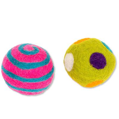 Karma Cat Natural Wool Ball Assorted Color Toys, Small