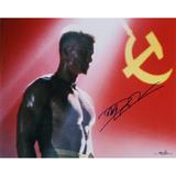 Dolph Lundgren Rocky IV Autographed 16" x 20" With USSR Flag Photograph