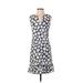 Karl Lagerfeld Paris Casual Dress - A-Line V Neck Sleeveless: Blue Print Dresses - Women's Size 0