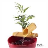 Bamboo Fountain with Plant Holder and Quiet One 100 Pump, 12" L X 12" W X 4" H, 7 LBS