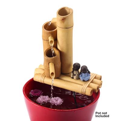 Lifegard Aquatics Bamboo 3-Tier Fountain and Quiet One 100 Pump, 12" L X 12" W X 4" H